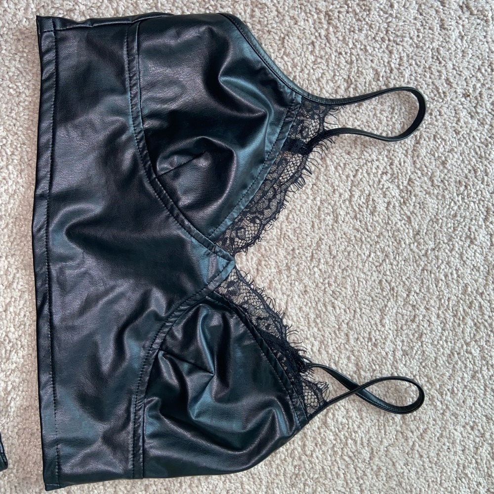 SHEIN 2 piece faux leather skirt and top.